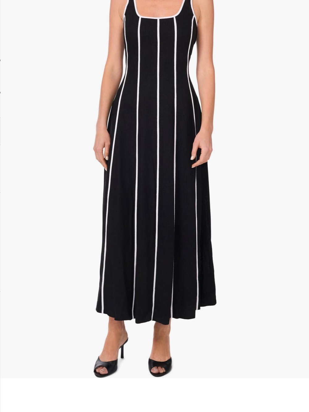 Black Maxi Skirt with White Vertical Stripes